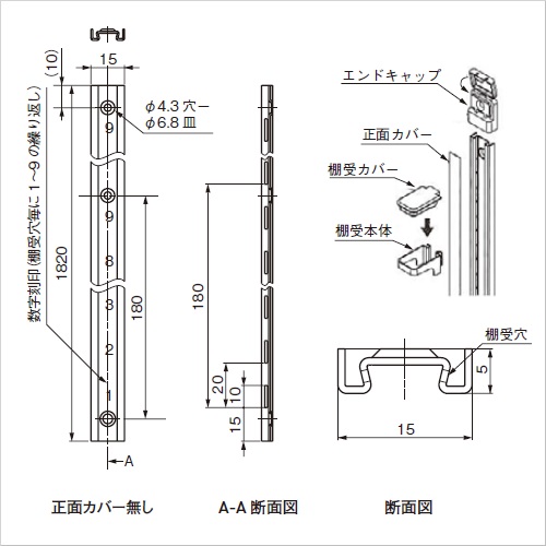 スギカウ / ステンレス棚柱 SPW1820