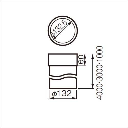 130φ1.0×1000 雨とい丸たてとい SG-222「直送品、送料別途見積り」-