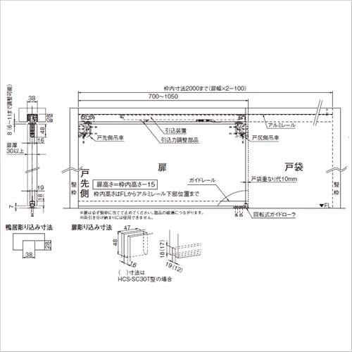 スギカウ / スライデックス ソフトクローザー HCS-SC30TS型 ガイドレール付