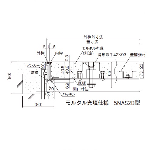 スギカウ / 床点検口 アンダーハッチ 5NAS2 60B型 モルタル用