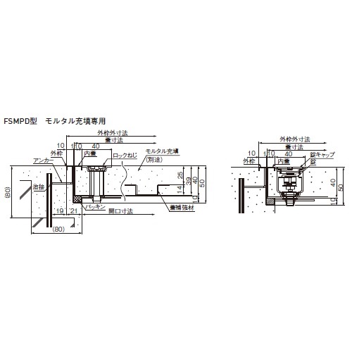 スギカウ / 床点検口 アンダーハッチ FSMPD-45KH 防水・防臭型モルタル