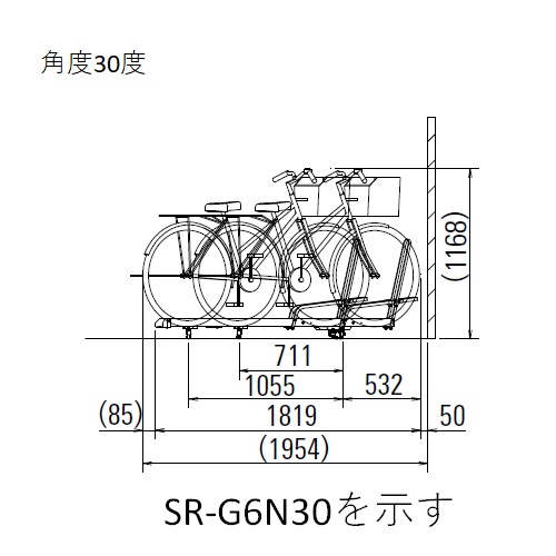 スギカウ / スライドラック 6台収納 斜30度振り SR-G6N30 基準型