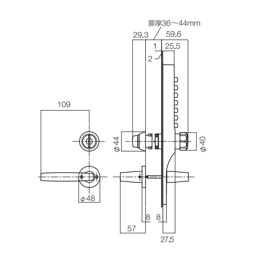 スギカウ / キーレックス 700 Mr-I レバー(MIWA)LA 丸座 取替商品 22277 AS