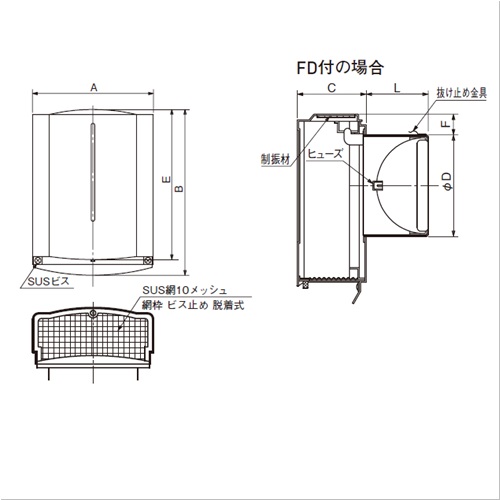 SUSベントキャップ SPFW 150A 10M「直送品、送料別途見積り」-