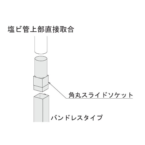 スギカウ / AL縦樋 100角 角丸スライドソケット シルバー