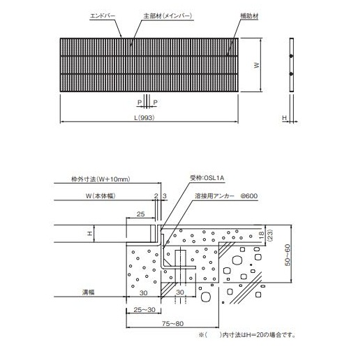 スギカウ / 奥岡 エコノミータイプSUSグレーチング OSG3-NS 15-05 C P=15